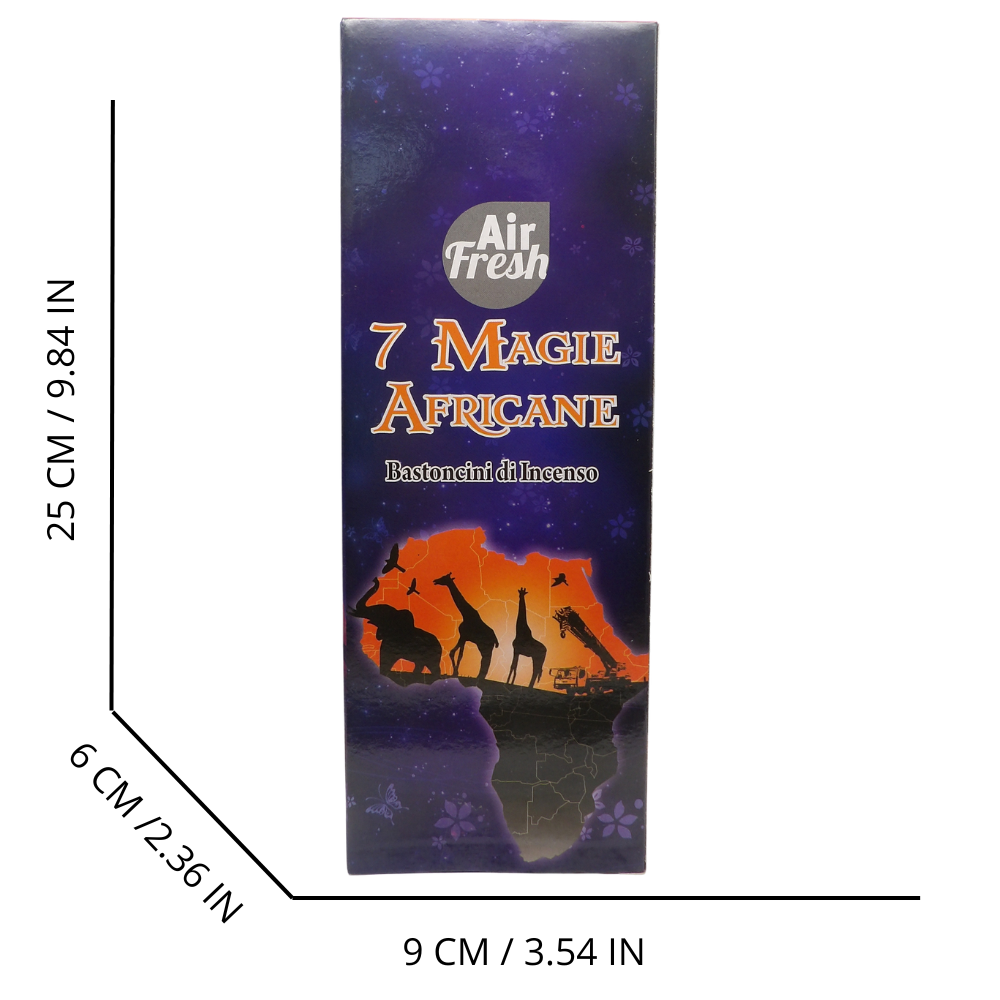 AIR FRESH Incenso Aromatico, Ottenuto Da Miscele Di Erbe, Cortecce, Fiori Ed Essenza Profumate. Ottimo Per Profumare Ambienti. Confezione Da 6 Astucci Da 20 Stick Ognuno (7 MAGIE AFRICANE)