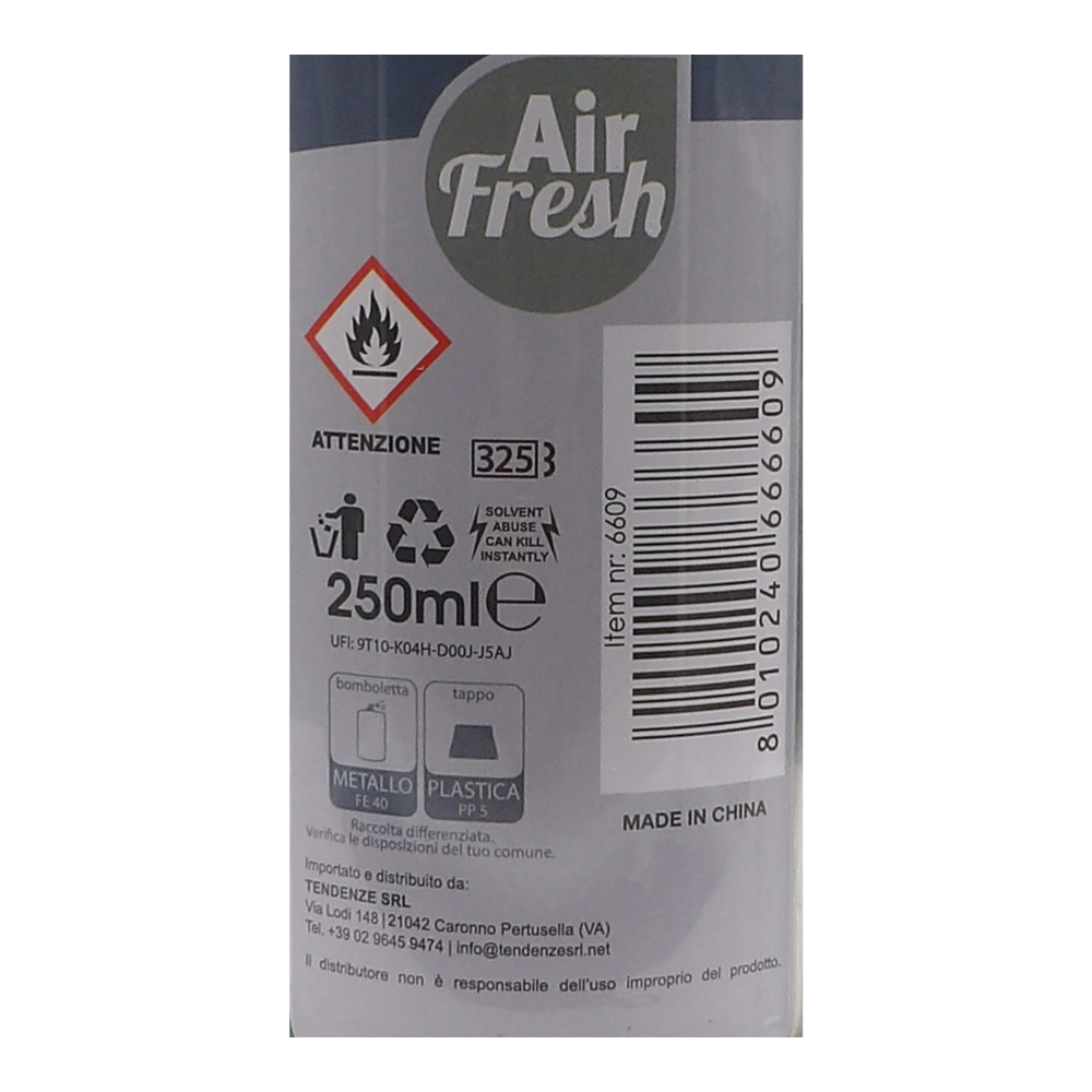 AIR FRESH Ricarica Spray Compatibile con gli Erogatori Automatici, Ideato per Donare ai Tuoi Ambienti un Piacevole Profumo, 250ml, Disponibile in Diverse Fragranze (Fresco Talco)