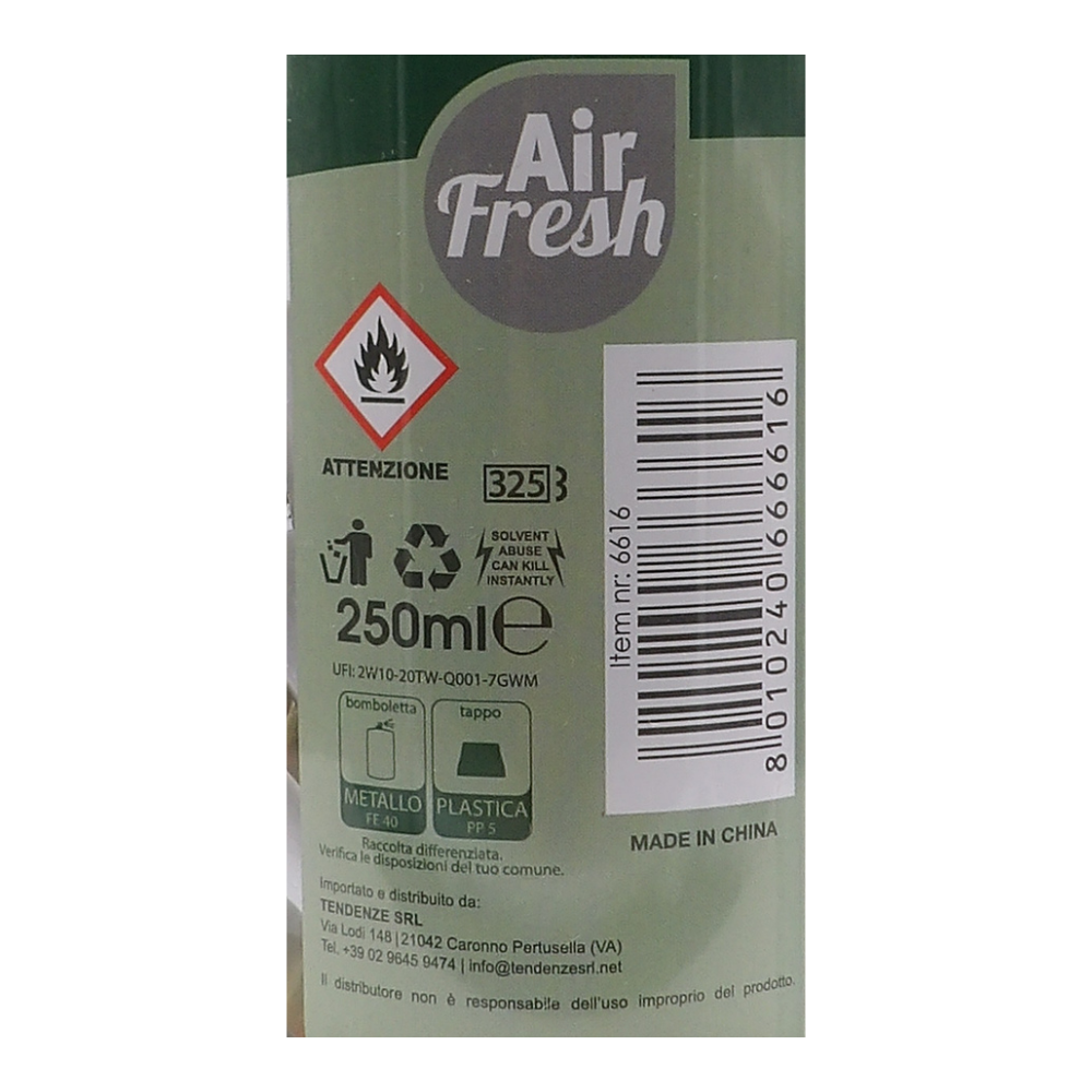 AIR FRESH Ricarica Spray Compatibile con gli Erogatori Automatici, Ideato per Donare ai Tuoi Ambienti un Piacevole Profumo, 250ml, Disponibile in Diverse Fragranze (Muschio Bianco)