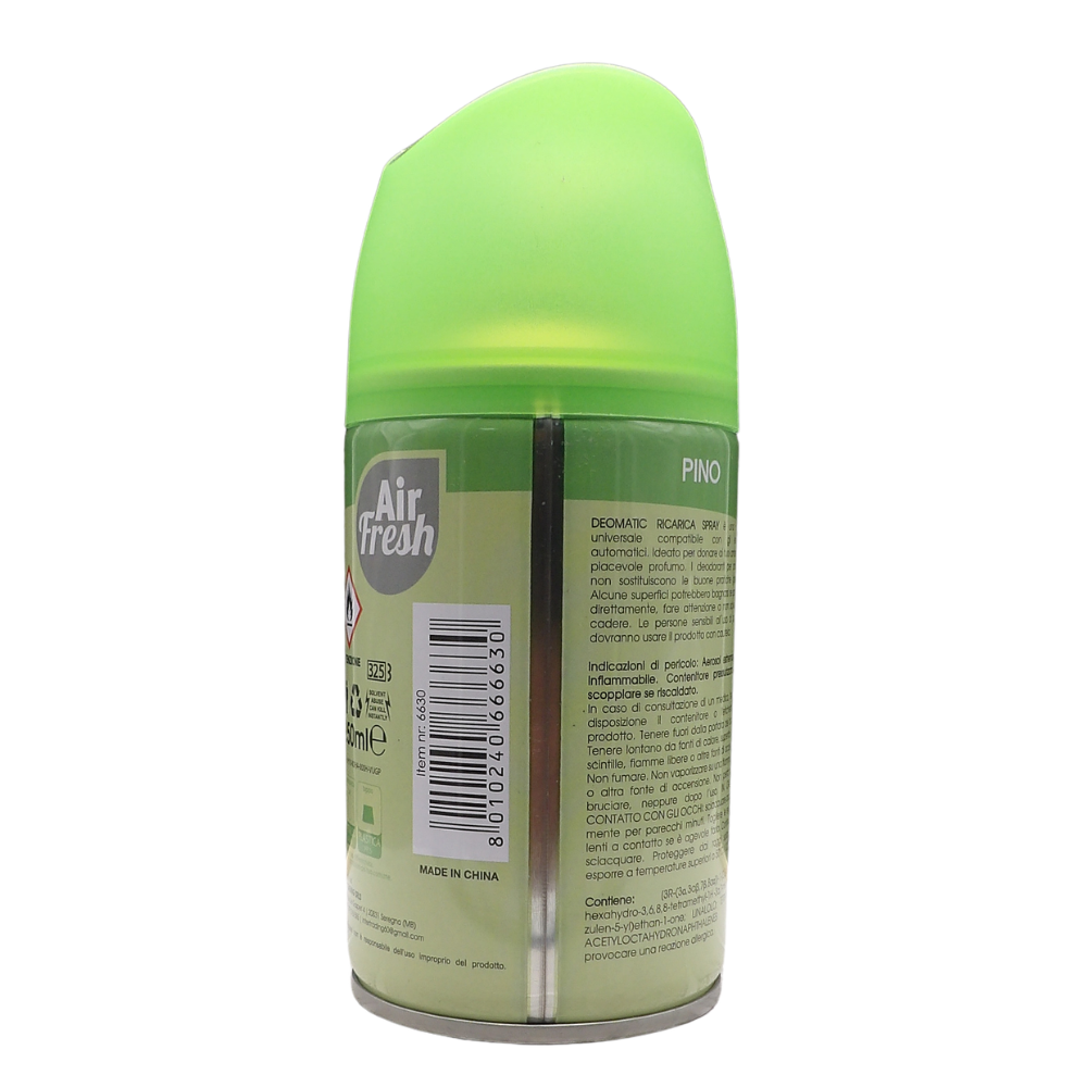 AIR FRESH Ricarica Spray Compatibile con gli Erogatori Automatici, Ideato per Donare ai Tuoi Ambienti un Piacevole Profumo, 250ml, Disponibile in Diverse Fragranze (Pino)