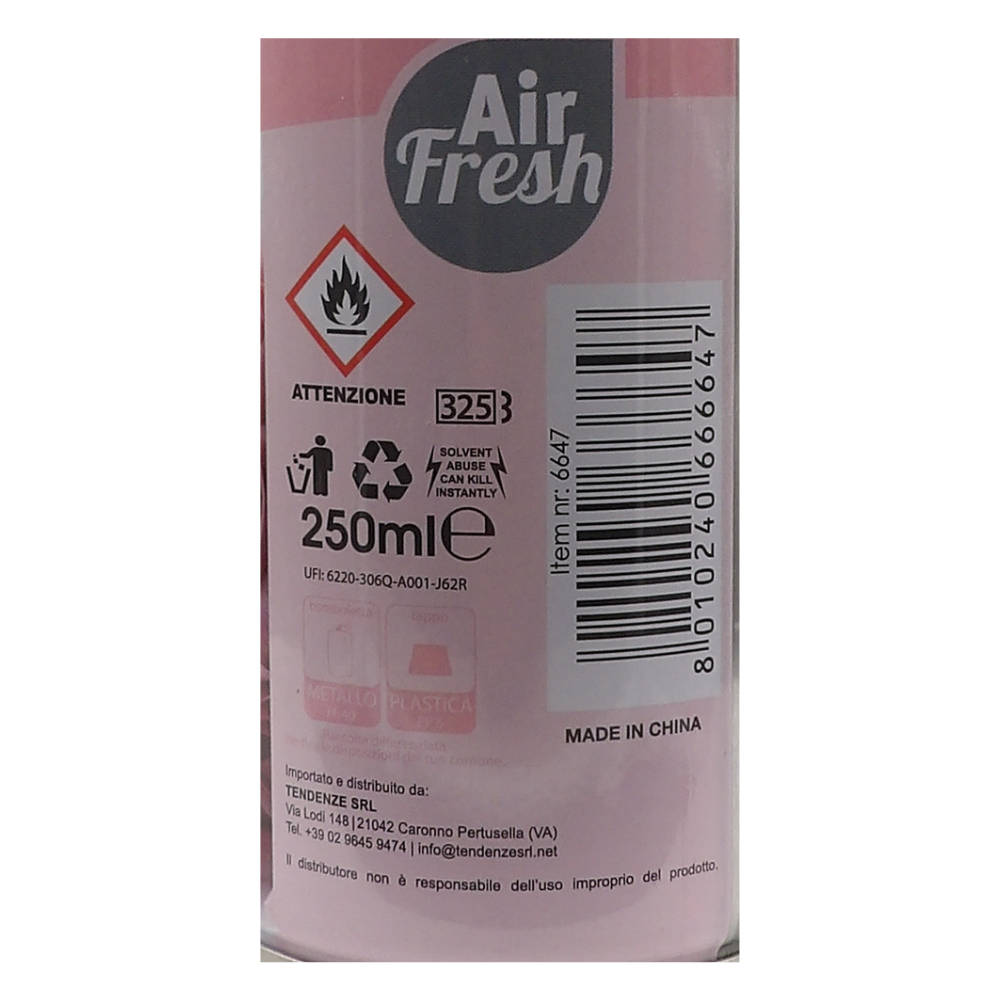 AIR FRESH Ricarica Spray Compatibile con gli Erogatori Automatici, Ideato per Donare ai Tuoi Ambienti un Piacevole Profumo, 250ml, Disponibile in Diverse Fragranze (Rosa)