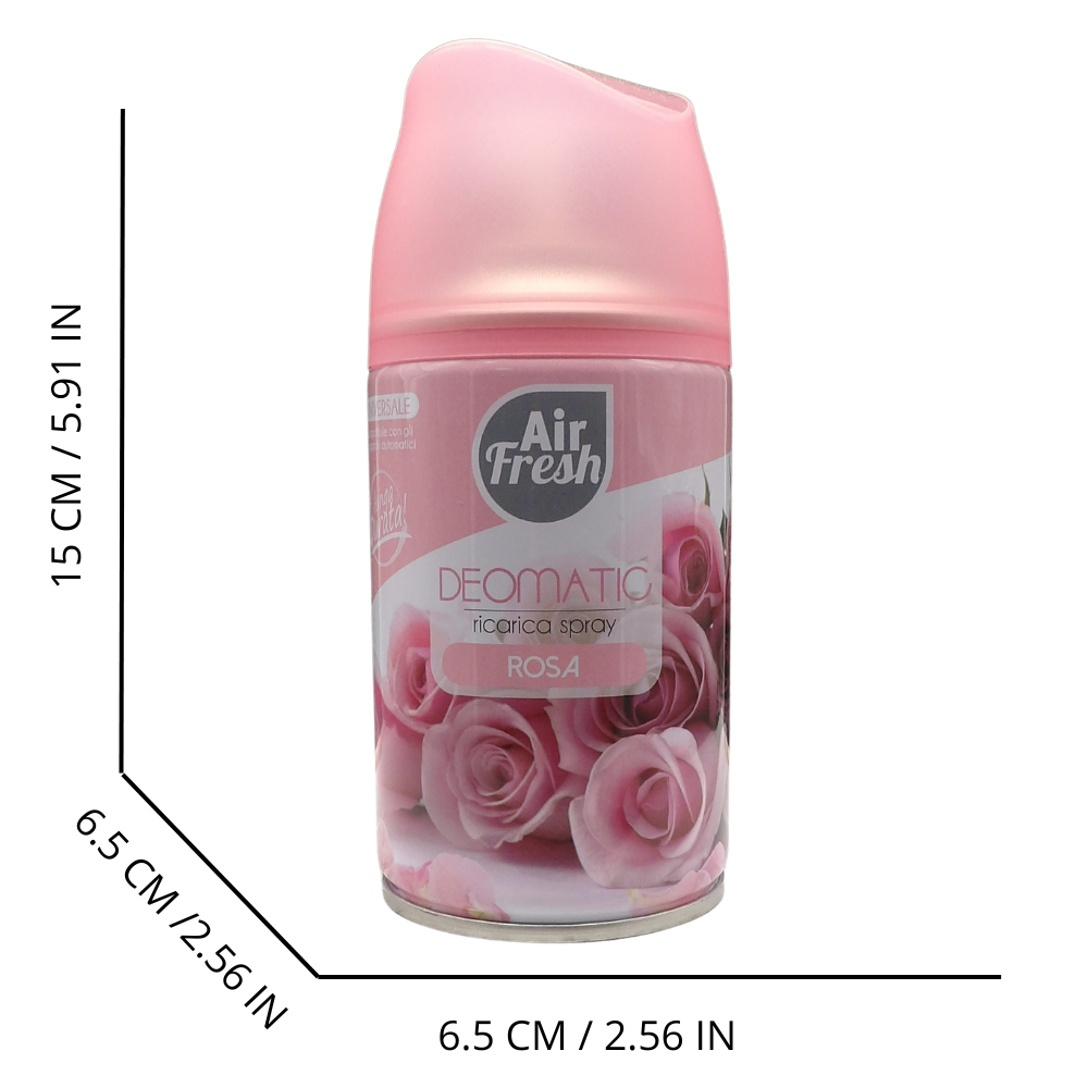 AIR FRESH Ricarica Spray Compatibile con gli Erogatori Automatici, Ideato per Donare ai Tuoi Ambienti un Piacevole Profumo, 250ml, Disponibile in Diverse Fragranze (Rosa)