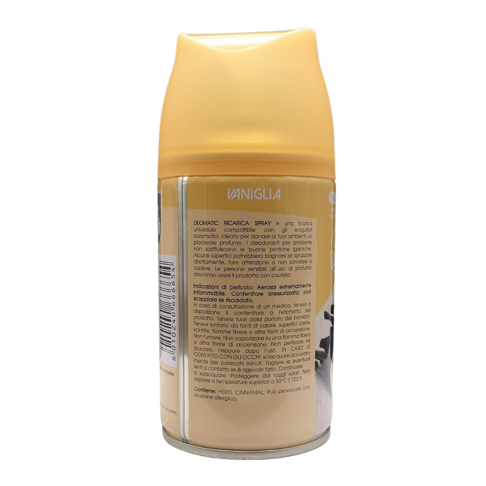 AIR FRESH Ricarica Spray Compatibile con gli Erogatori Automatici, Ideato per Donare ai Tuoi Ambienti un Piacevole Profumo, 250ml, Disponibile in Diverse Fragranze (Vaniglia)