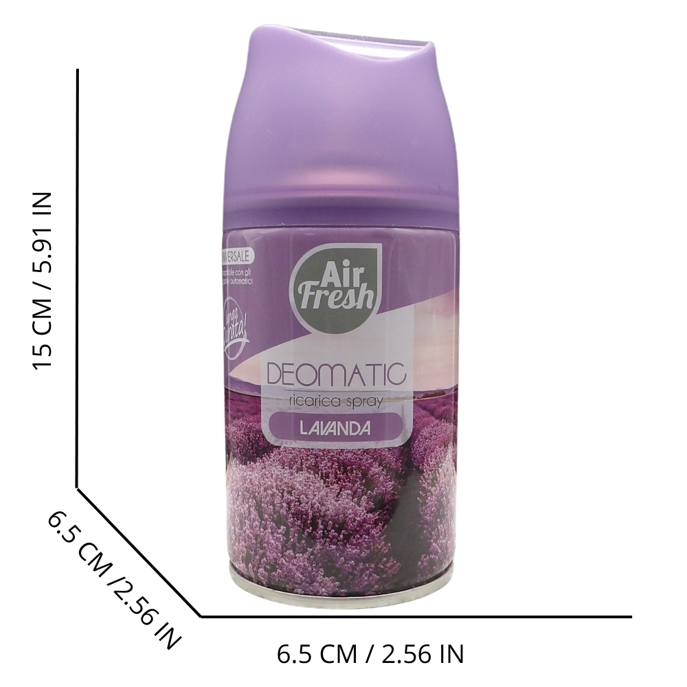 AIR FRESH Ricarica Spray Compatibile con gli Erogatori Automatici, Ideato per Donare ai Tuoi Ambienti un Piacevole Profumo, 250ml, Disponibile in Diverse Fragranze (Lavanda)