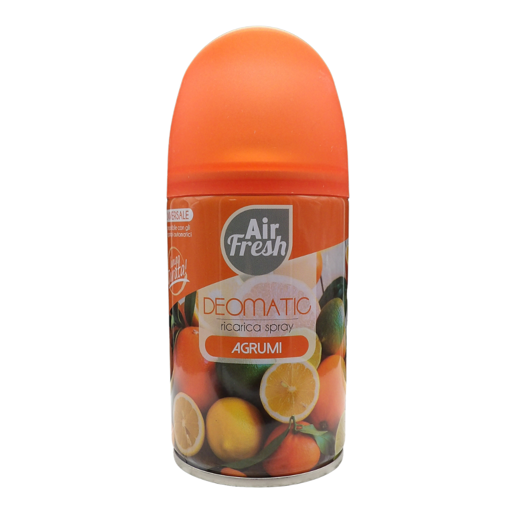 AIR FRESH Ricarica Spray Compatibile con gli Erogatori Automatici, Ideato per Donare ai Tuoi Ambienti un Piacevole Profumo, 250ml, Disponibile in Diverse Fragranze (Agrumi)