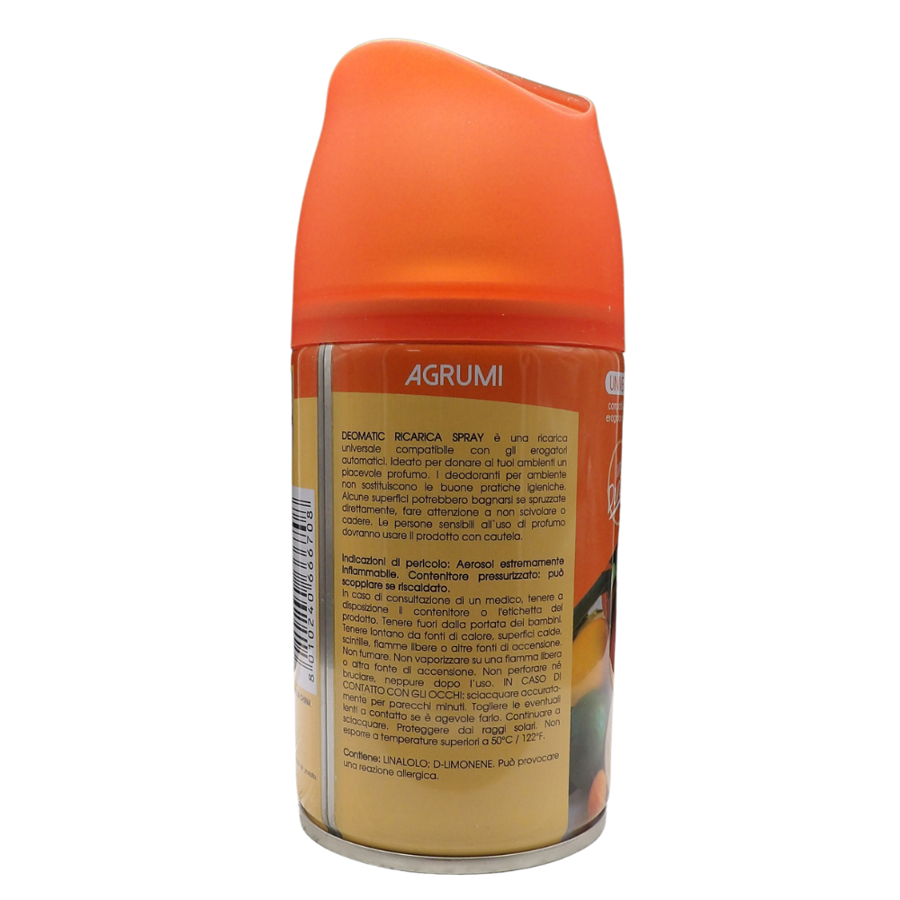 AIR FRESH Ricarica Spray Compatibile con gli Erogatori Automatici, Ideato per Donare ai Tuoi Ambienti un Piacevole Profumo, 250ml, Disponibile in Diverse Fragranze (Agrumi)
