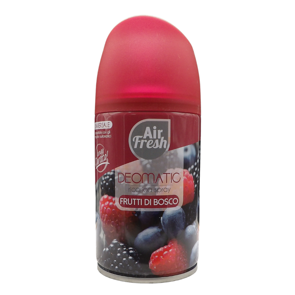 AIR FRESH Ricarica Spray Compatibile con gli Erogatori Automatici, Ideato per Donare ai Tuoi Ambienti un Piacevole Profumo, 250ml, Disponibile in Diverse Fragranze (Frutti di Bosco)
