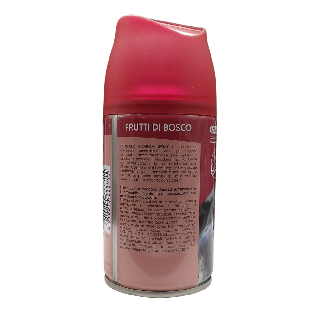 AIR FRESH Ricarica Spray Compatibile con gli Erogatori Automatici, Ideato per Donare ai Tuoi Ambienti un Piacevole Profumo, 250ml, Disponibile in Diverse Fragranze (Frutti di Bosco)