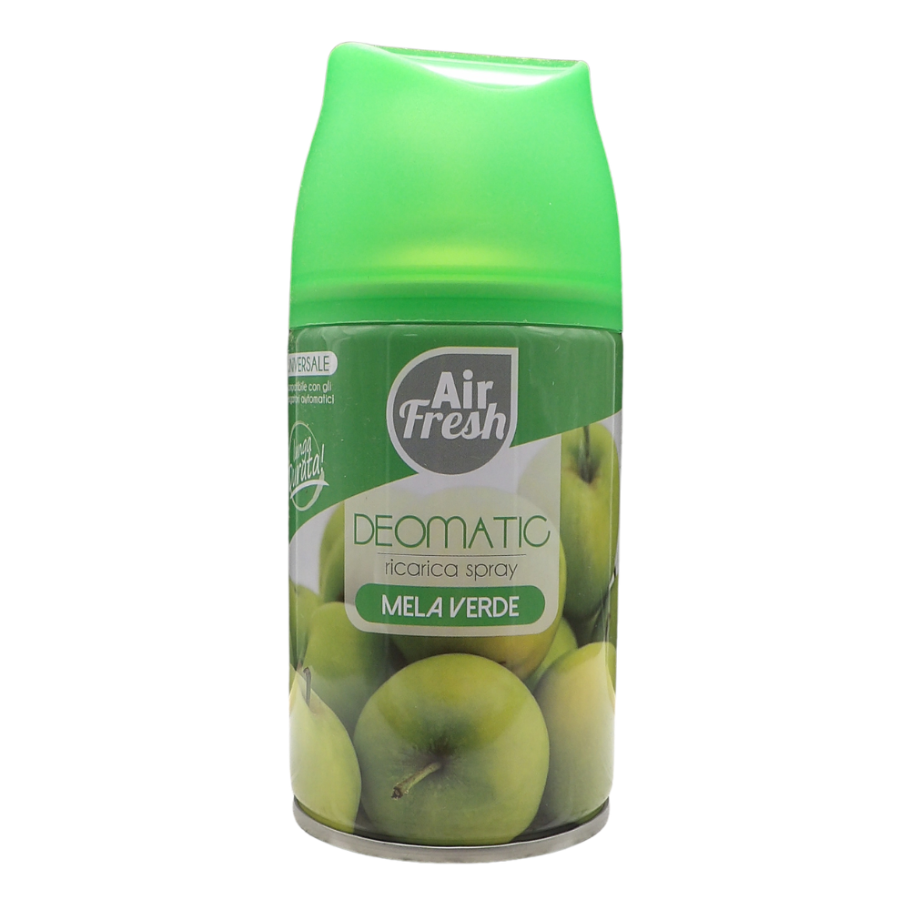 AIR FRESH Ricarica Spray Compatibile con gli Erogatori Automatici, Ideato per Donare ai Tuoi Ambienti un Piacevole Profumo, 250ml, Disponibile in Diverse Fragranze (Mela Verde)