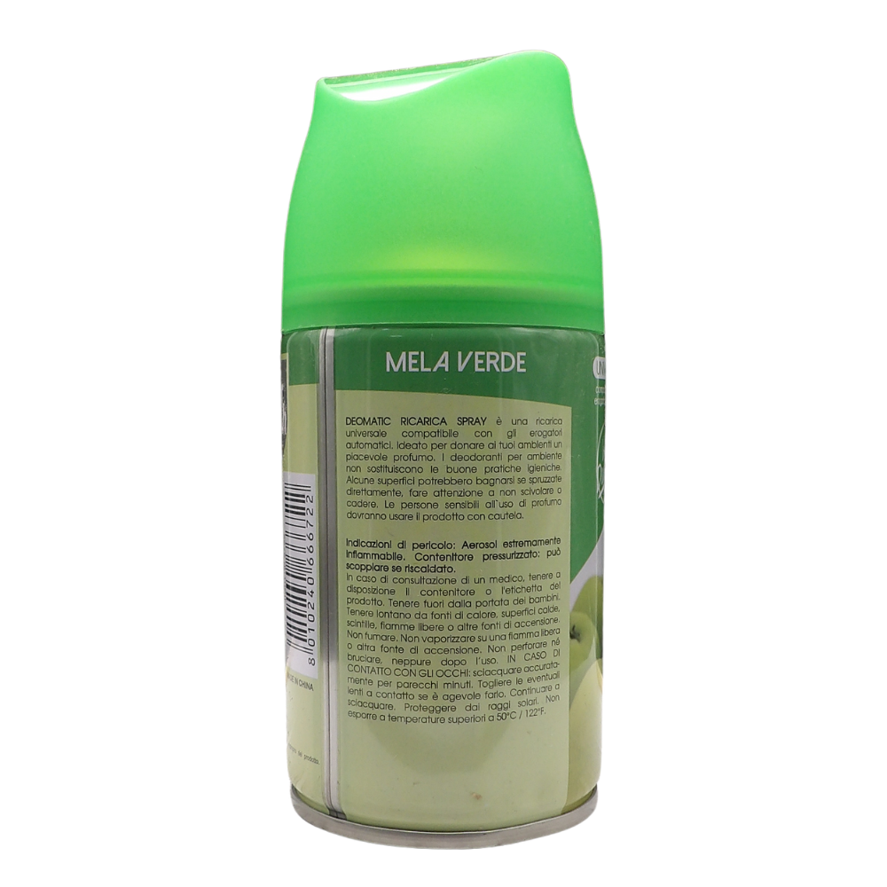 AIR FRESH Ricarica Spray Compatibile con gli Erogatori Automatici, Ideato per Donare ai Tuoi Ambienti un Piacevole Profumo, 250ml, Disponibile in Diverse Fragranze (Mela Verde)