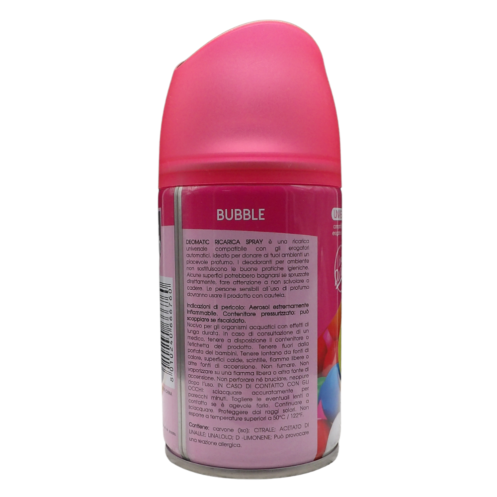AIR FRESH Ricarica Spray Compatibile con gli Erogatori Automatici, Ideato per Donare ai Tuoi Ambienti un Piacevole Profumo, 250ml, Disponibile in Diverse Fragranze (Bubble)