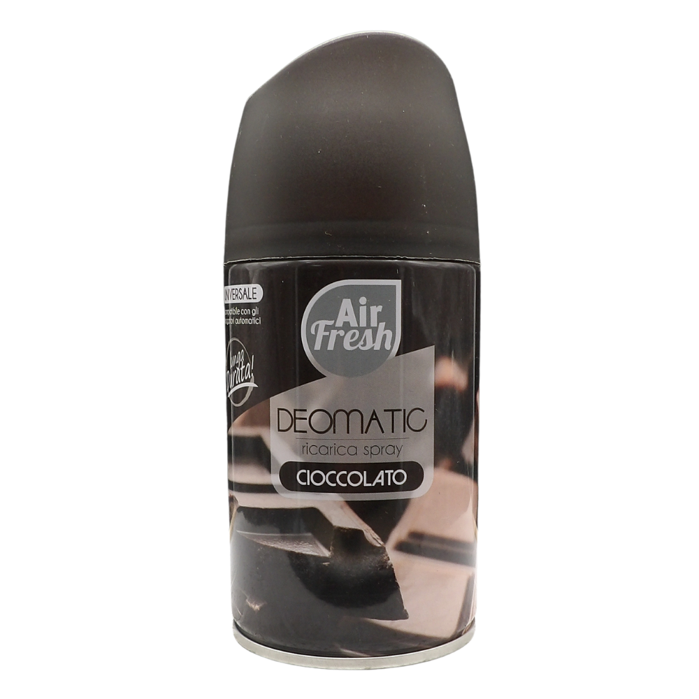 AIR FRESH Ricarica Spray Compatibile con gli Erogatori Automatici, Ideato per Donare ai Tuoi Ambienti un Piacevole Profumo, 250ml, Disponibile in Diverse Fragranze (Cioccolato)