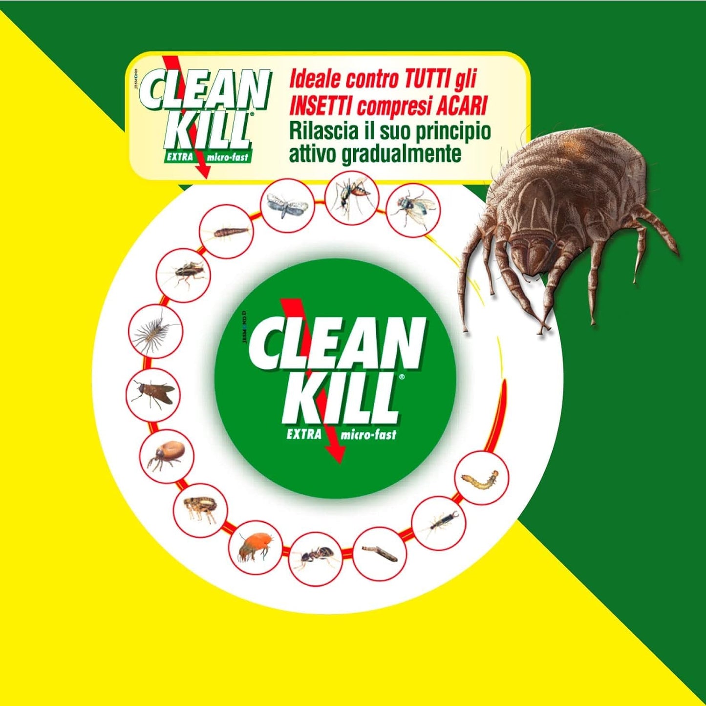 CLEAN KILL Insetticida Acaricida Microincapsulato No Gas, Ideale per Interni ed Esterni, Attivo per Oltre 2 Mesi, Efficace Contro Tutti gli Insetti, Ricarica da 1000ml