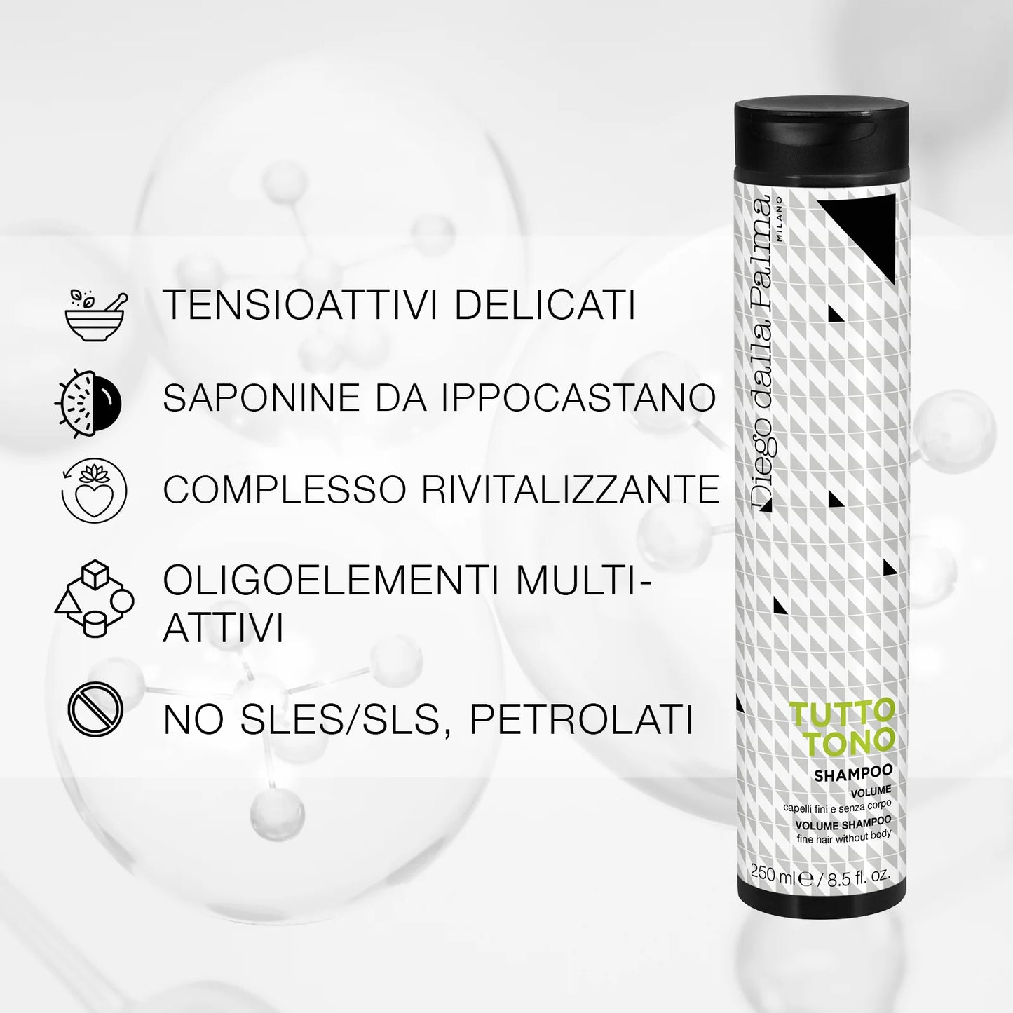 Diego dalla Palma | TUTTOTONO - Balsamo Capelli VOLUME, Condizionante Leggero per Capelli Fini e Fragili, Rivitalizza la Fibra Capillare, 250ml