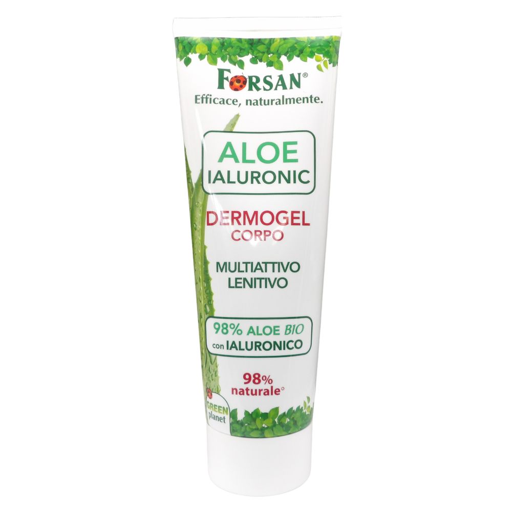 FORSAN, DermoGel Corpo, Multiattivo Lenitivo, ALOE Ialuronic. 98% Aloe Bio e Arricchito Con Acido Ialuronico Di Origine Naturale 200ml
