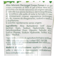 FORSAN, DermoGel Corpo, Multiattivo Lenitivo, ALOE Ialuronic. 98% Aloe Bio e Arricchito Con Acido Ialuronico Di Origine Naturale 200ml