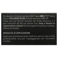 MATT, AGEACTIV Hyaluron Filler, Crema Viso e Collo, con Acido Ialuronico Puro e Filtri Solari SPF 15, Tripla Idratazione, Rigenera e Rimodella la Pelle, Protegge dai Raggi Solari, Senza Profumo, 50 ml
