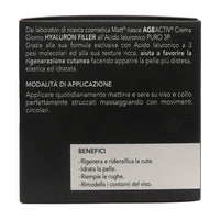 MATT, AGEACTIV Hyaluron Filler, Crema Viso e Collo, con Acido Ialuronico Puro e Filtri Solari SPF 15, Tripla Idratazione, Rigenera e Rimodella la Pelle, Protegge dai Raggi Solari, Senza Profumo, 50 ml