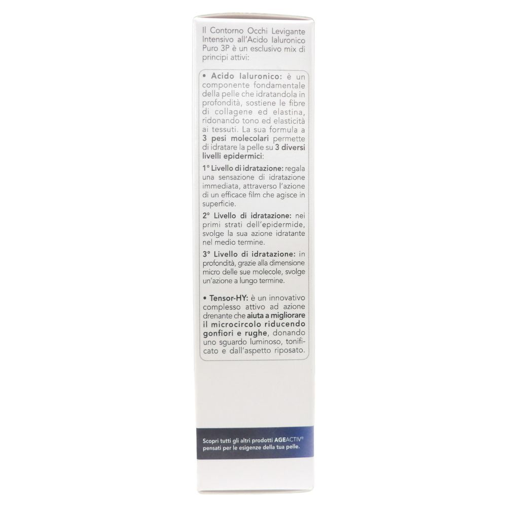 MATT, AGEACTIV Hyaluron Filler, Contorno Occhi con Acido Ialuronico Puro e Tensor-HY, Tripla Idratazione, Effetto Lifting, Contrasta Rughe, Borse e Occhiaie, Senza Profumo, 15 ml
