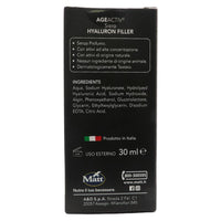 MATT, AGEACTIV Hyaluron Filler, Siero Viso e Collo con Acido Ialuronico Puro, Tripla Idratazione, Rigenera e Rimpolpa la Pelle, Riempie le Rughe, Rimodella i Contorni del Viso, Senza Profumo, 30 ml