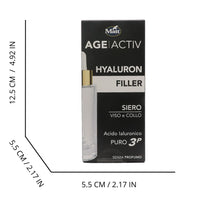 MATT, AGEACTIV Hyaluron Filler, Siero Viso e Collo con Acido Ialuronico Puro, Tripla Idratazione, Rigenera e Rimpolpa la Pelle, Riempie le Rughe, Rimodella i Contorni del Viso, Senza Profumo, 30 ml