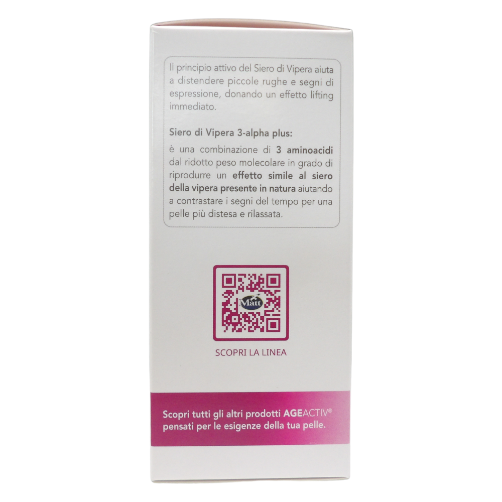 MATT, AGEACTIV Intensive Lifting, Siero Viso e Collo, con Siero di Vipera 3-Alpha Plus, Effetto Lifting, Distende le Rughe per una Pelle Più Giovane, Senza Profumo, 30 ml