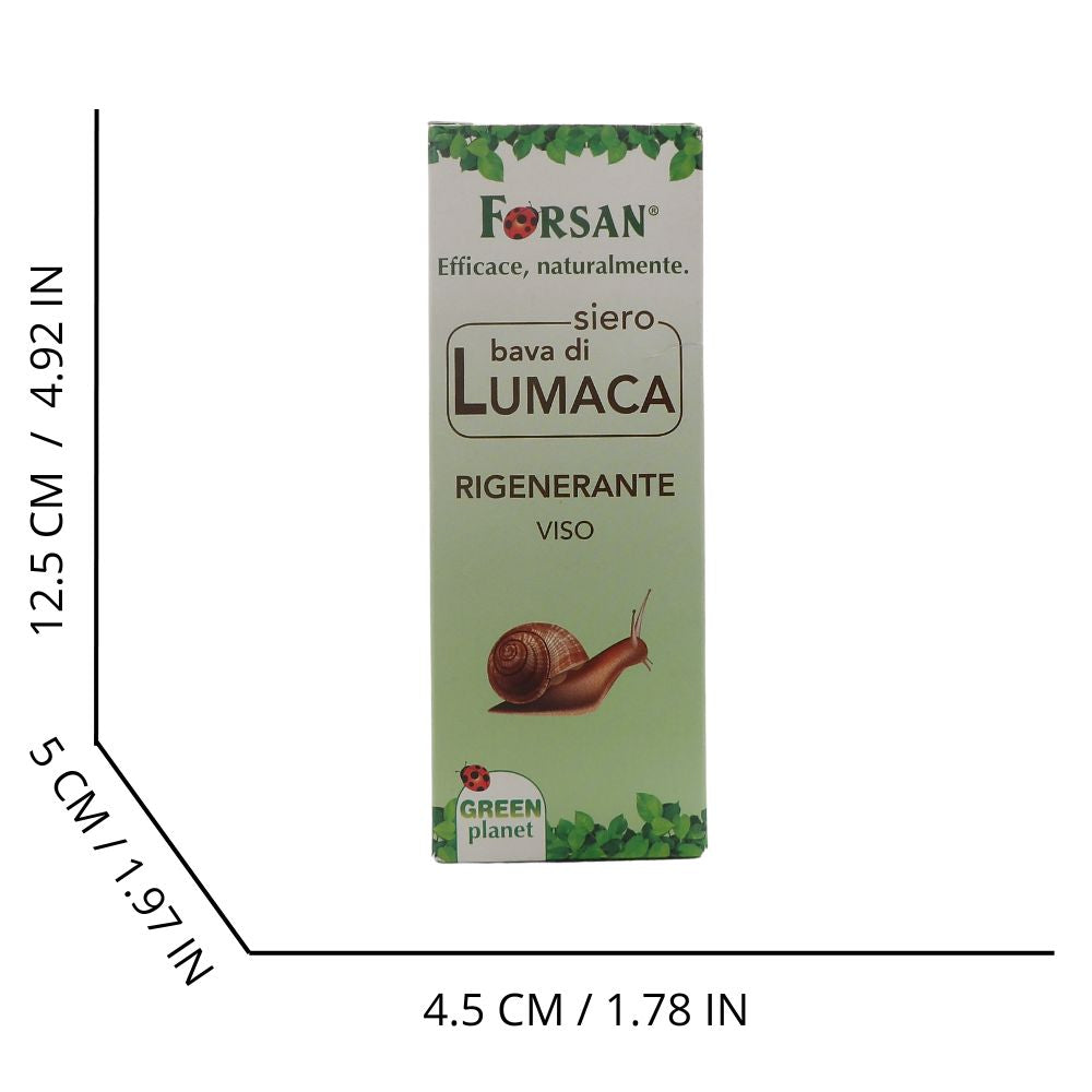 FORSAN, Siero BAVA DI LUMACA Rigenerante Viso, Ricca Di Sostanze Nutritive Ed Antiossidanti. Rigenera La Pelle Ed Aiuta a Rallentare Il Processo Di Invecchiamento 30ml