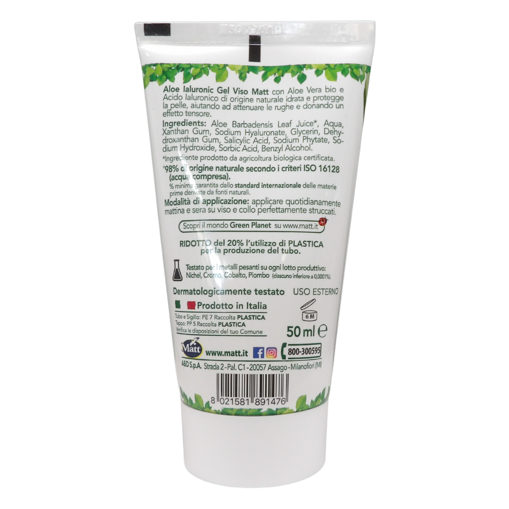 FORSAN, Gel Viso Lifting, ALOE Ialuronic. 50% Aloe Bio Con Ialuronico. 98% Naturale 50ml