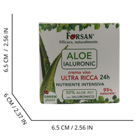 FORSAN, Crema Viso Ultra Ricca 24h, Nutriente Intensiva, ALOE Ialuronic. 50% Aloe Bio e Acido Ialuronico Di Origine Naturale, Dona Una Doppia Idratazione 50ml