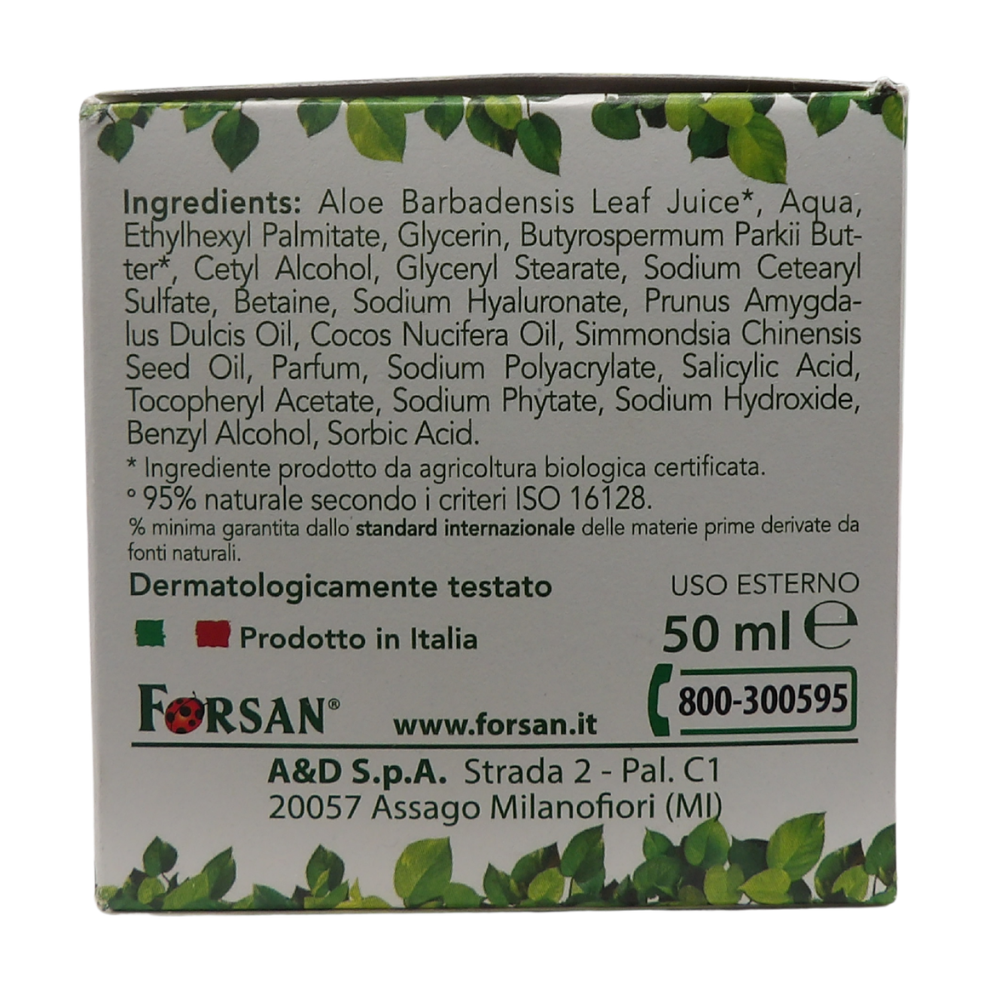 FORSAN, Crema Viso Ultra Ricca 24h, Nutriente Intensiva, ALOE Ialuronic. 50% Aloe Bio e Acido Ialuronico Di Origine Naturale, Dona Una Doppia Idratazione 50ml