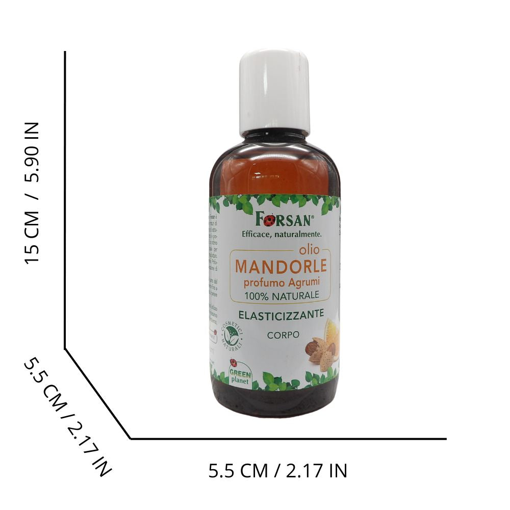 FORSAN, Olio MANDORLE Corpo, Profumo Agrumi. 100% Naturale, Elasticizzante 250ml