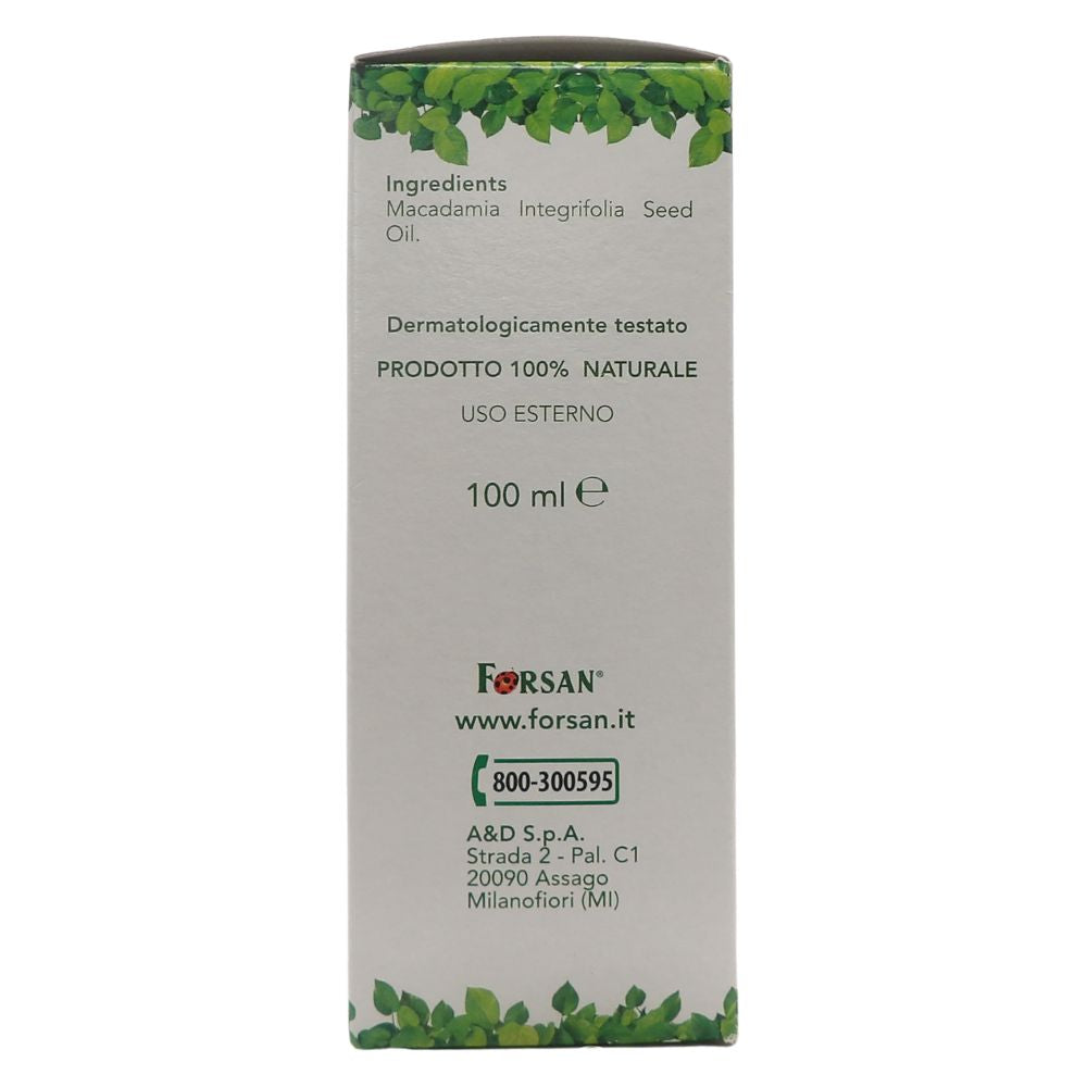 FORSAN, Olio di Macadamia Puro 100%, Viso. Idrataziona Intensa, Adatto Ad Ogni Tipo Di Pelle 100ml