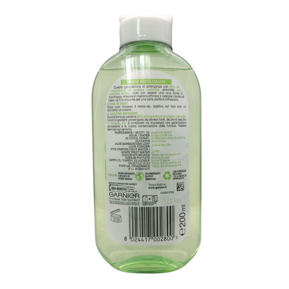 GARNIER Skin Active Tonico Rivitalizzante Fresh Uva Per Pelli Normali o Miste 200ml