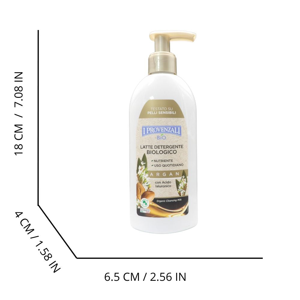 I PROVENZALI, Latte Detergente Biologico ARGAN, Nutriente. Con Acido Ialuronico 200ml