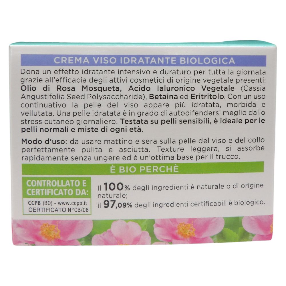 I PROVENZALI, Rosa Mosqueta Crema Viso 24h Biologica Idratante, con fitocollagene 50 ml