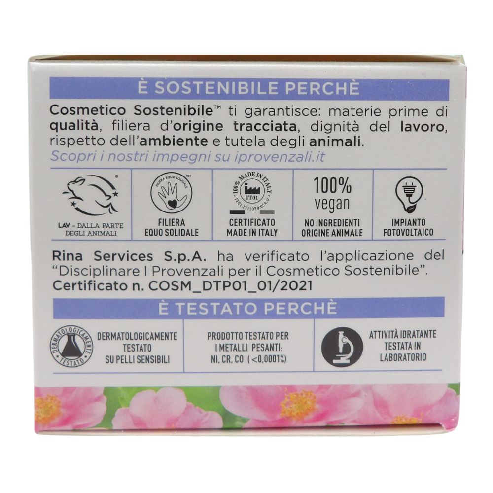 I PROVENZALI, Rosa Mosqueta Crema Viso 24h Biologica Idratante, con fitocollagene 50 ml