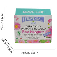 I PROVENZALI, Rosa Mosqueta Crema Viso 24h Biologica Idratante, con fitocollagene 50 ml