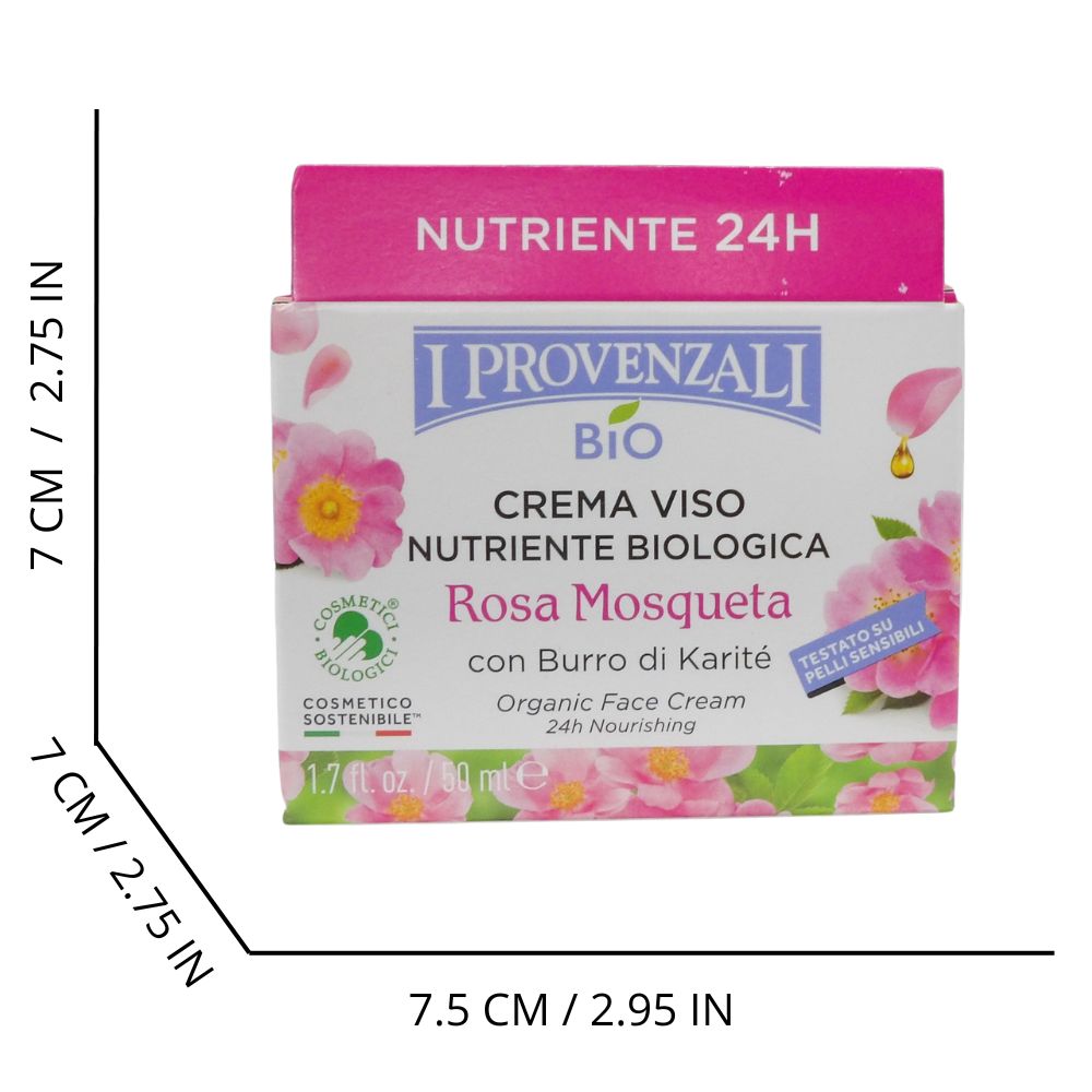 I PROVENZALI, ROSA MOSQUETA BIO CREMA VISO 24H NUTRIENTE PELLI NORMALI - MISTE 50 ML