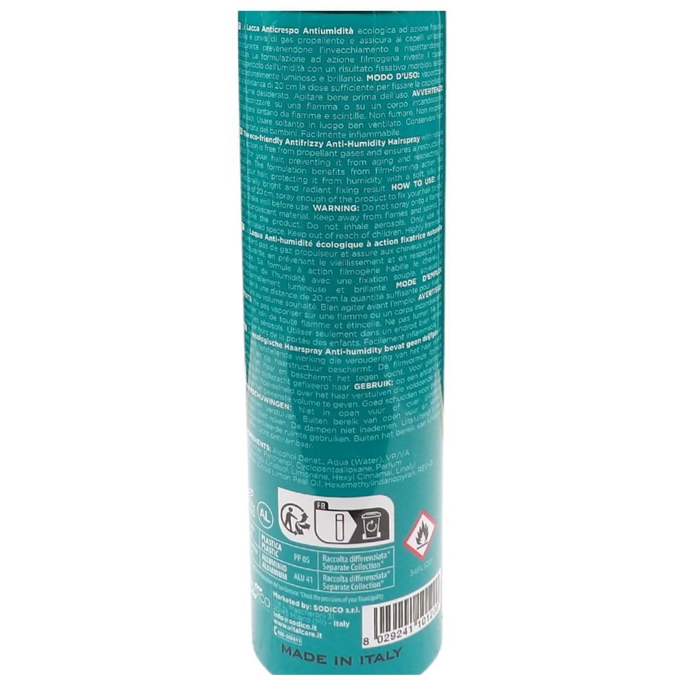VITALCARE Anticrespo - Lacca Capelli Antiumidità, per Capelli Crespi e Indisciplinati, Lacca per Capelli Ecologica, Fissaggio Naturale, Senza Gas, 100 Ml