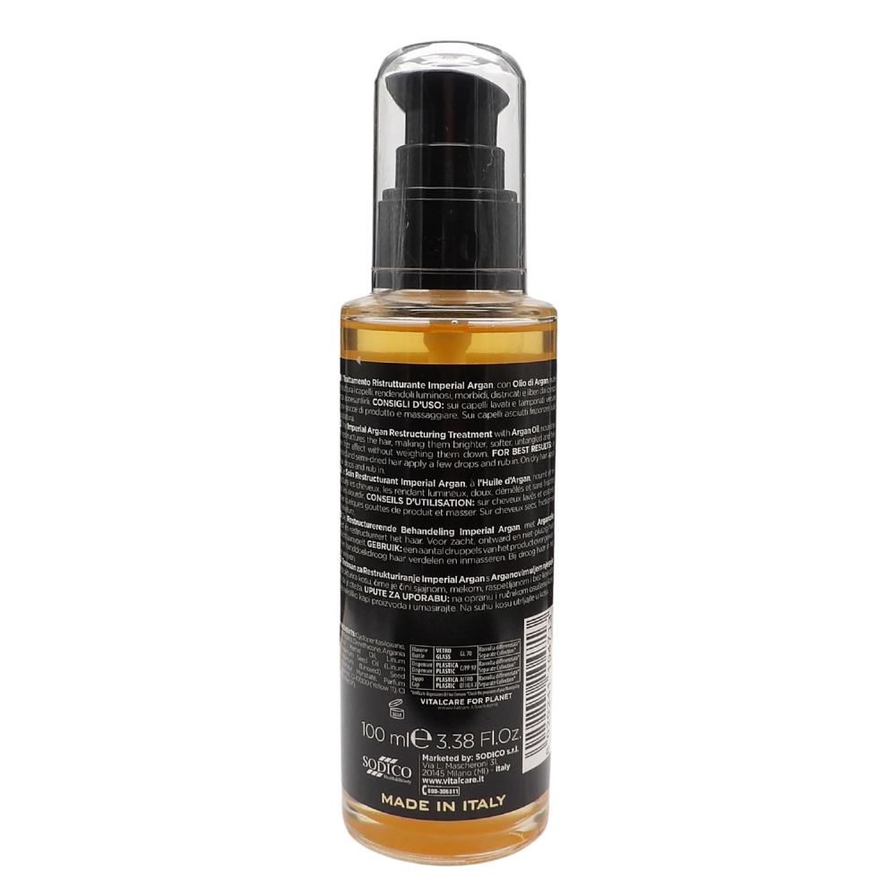 VITALCARE Imperial Argan - Trattamento Capelli Ristrutturante con Olio d'Argan, Olio di Lino, Oil Complex per Capelli Secchi e Danneggiati, 100 m