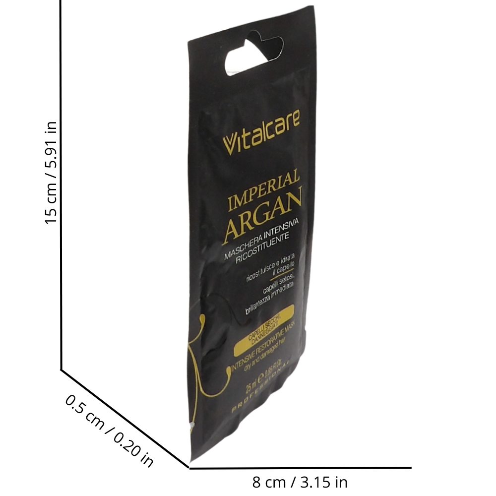 VITALCARE Maschera Capelli Ristrutturante Monodose, con Argan Oil Complex. Per Capelli Secchi e Danneggiati 25ml