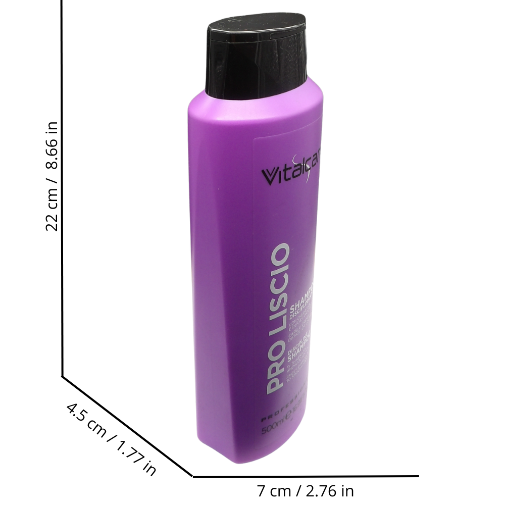 VITALCARE Shampoo PRO LISCIO Disciplinante Per Capelli Crespi, Difficili Da Lisciare. Con Cheratina e Olio Di Avocado 500ml