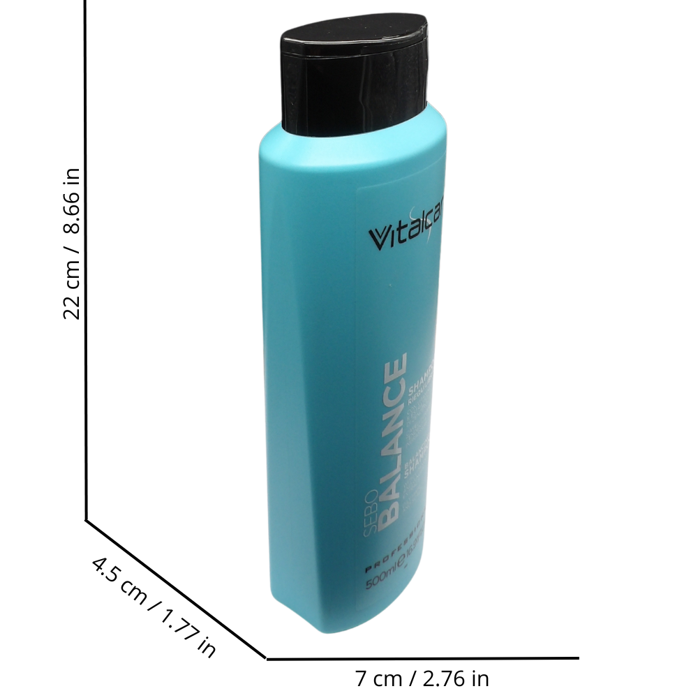 VITALCARE Shampoo Riequilibrante SEBO BALANCE, Con Vitamine e Estratto Di Zenzero. Per Capelli Grassi, Tendenti a Ingrassare 500ml