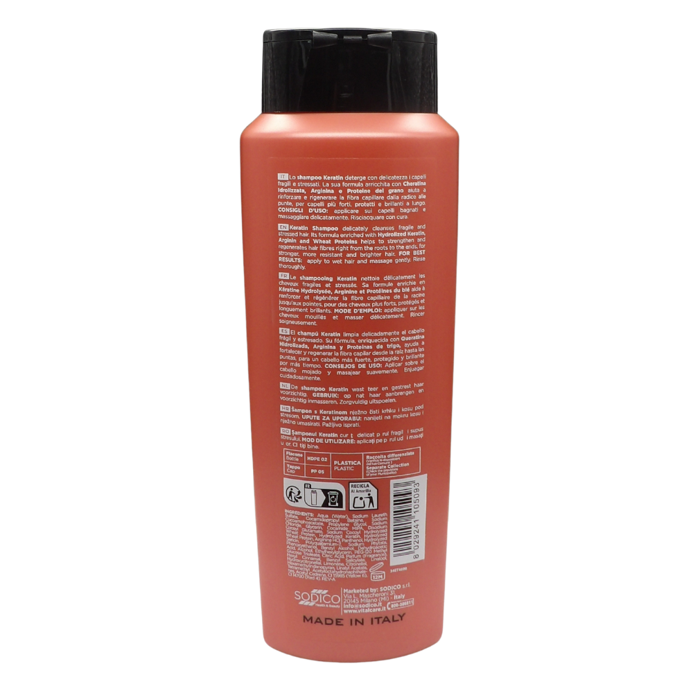 VITALCARE Keratin Oil Shampoo - Cheratina E Proteine Capelli Fragili E Stressati, 500 Millilitro