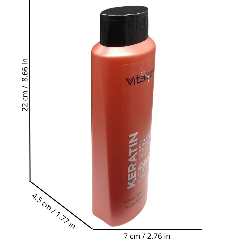 VITALCARE Keratin Oil Shampoo - Cheratina E Proteine Capelli Fragili E Stressati, 500 Millilitro