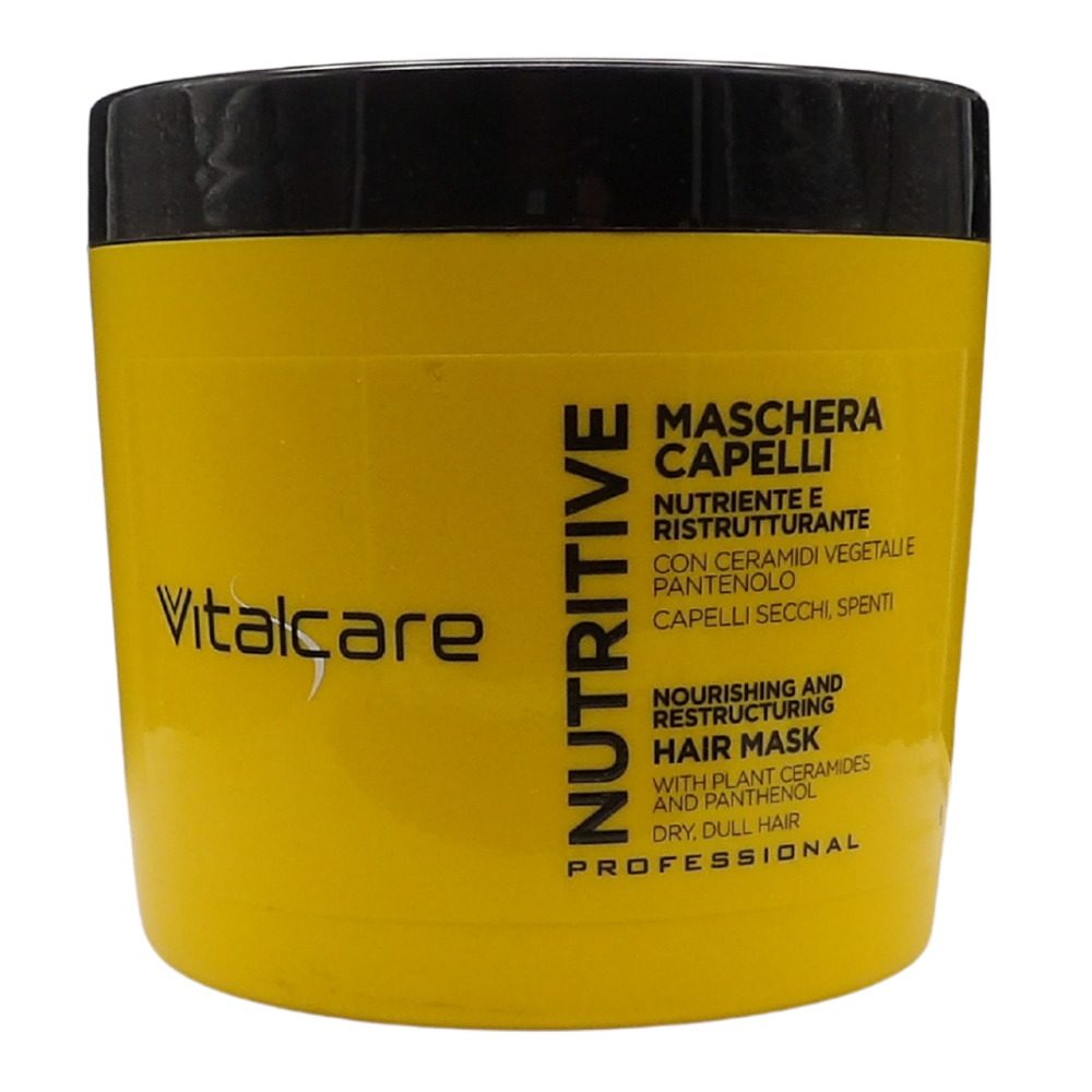 VITALCARE Maschera Per Capelli NUTRITIVE, Nutriente e Ristrutturante, Con Ceramidi Vegetali e Pantenolo. Per Capelli Secchi e Spenti 500ml