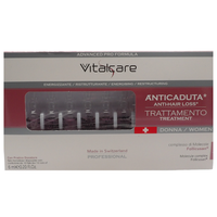 VITALCARE Swiss - Trattamento Anticaduta Donna, Energizzante, Ristrutturante, con Complesso di Molecole Follicusan, 10 Fiale Anticaduta Capelli Donna da 6 ml, con Pratico Dosatore