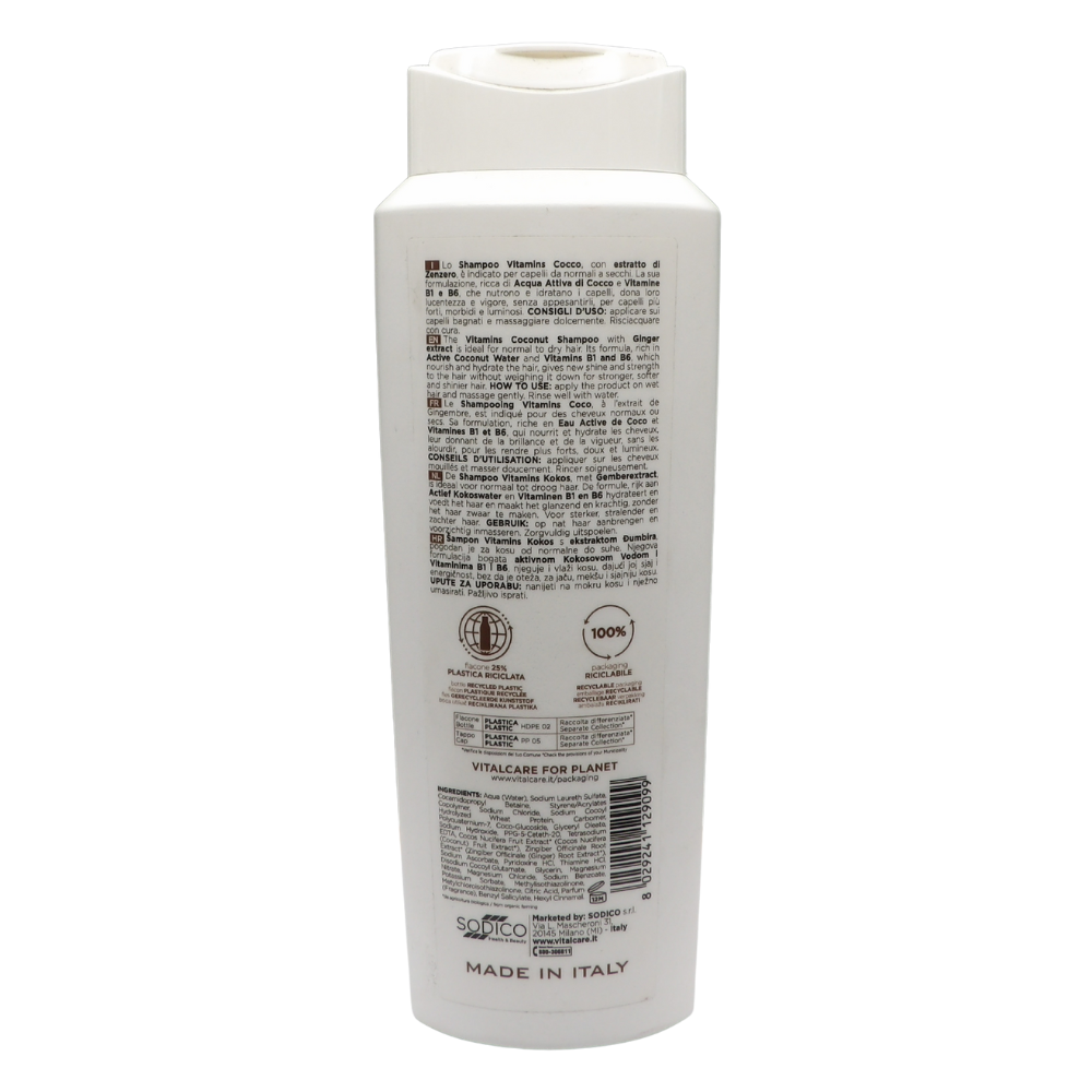 VITALCARE Vitamins Cocco Shampoo Addolcente E Nutriente 500 Ml