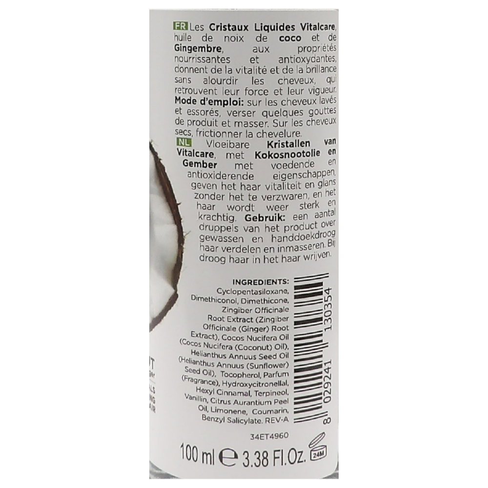 VITALCARE Vitamins Cocco Cristalli Liquidi Addolcente E Nutriente, Zenzero