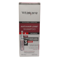 VITALCARE SWISS Shampoo Anticaduta Donna Vitalcare da 250 ml e 3 fiale anticaduta aggiuntive